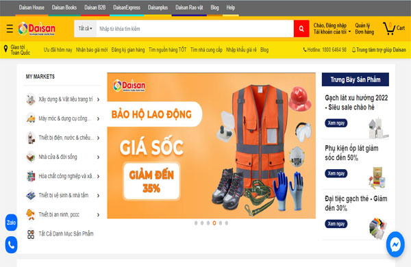 mẫu thiết kế web bán vật liệu xây dựng full tính năng